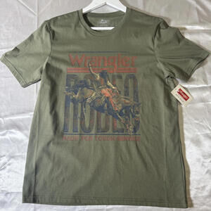 Wrangler Rodeo Graphic T-Shirt Olive Green Small NWT